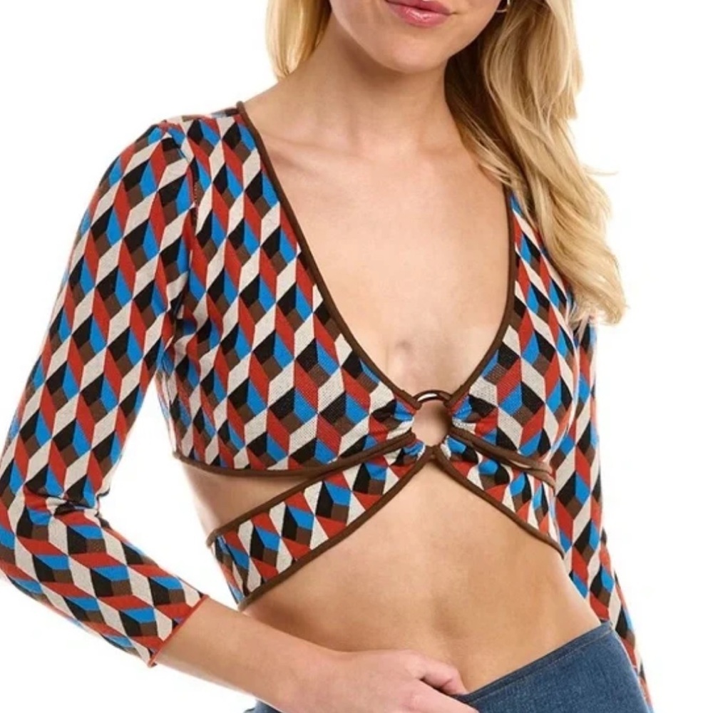 Ronny Kobo Geometric Patterned Crop Top XS Clubbing Revolve EUC - Picture 2 of 8